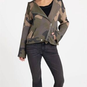 NWT Miss Me Women's Camo Moto Sweater Jacket In Multi